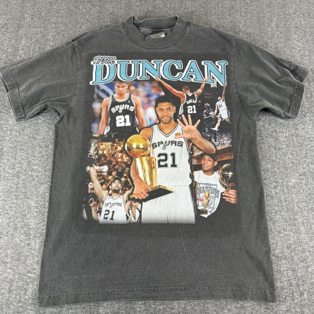 Tim Duncan Spurs Shirt Mens M Shaka Wear Vintage NBA Graphic Tee